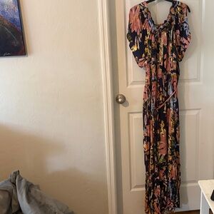 New Directions Floral Maxi Dress - Pink, Yellow, Black